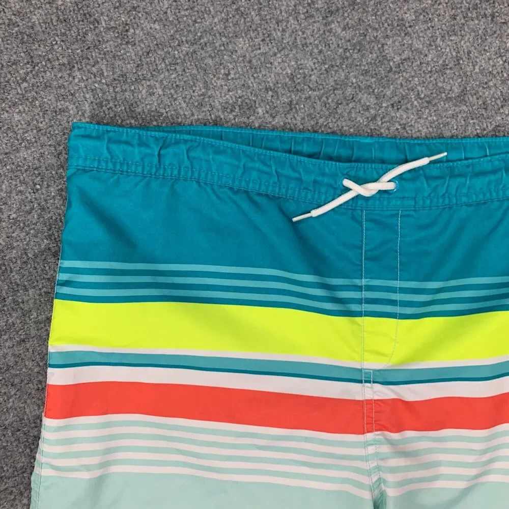 Lands End Swim Trunk Mens XL Extra Large Striped Drawstring Brief Lined *READ